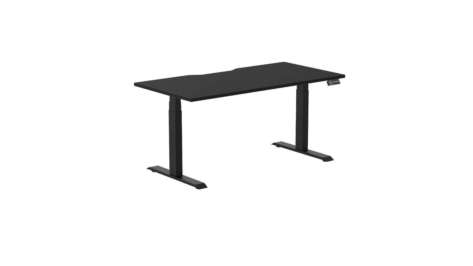 Desky 120 x 75cm Black Dual Scalloped Melamine Sit Stand Desk - Matte Black