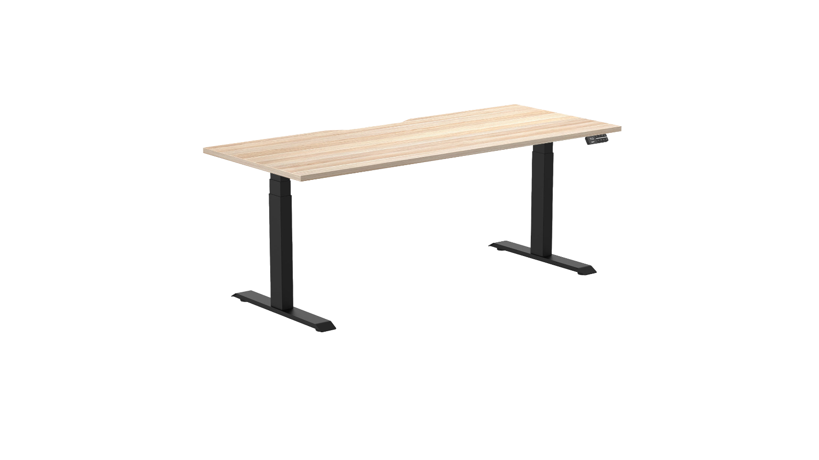Desky 120 x 75cm Classic Oak Dual Scalloped Melamine Sit Stand Desk - Matte Black