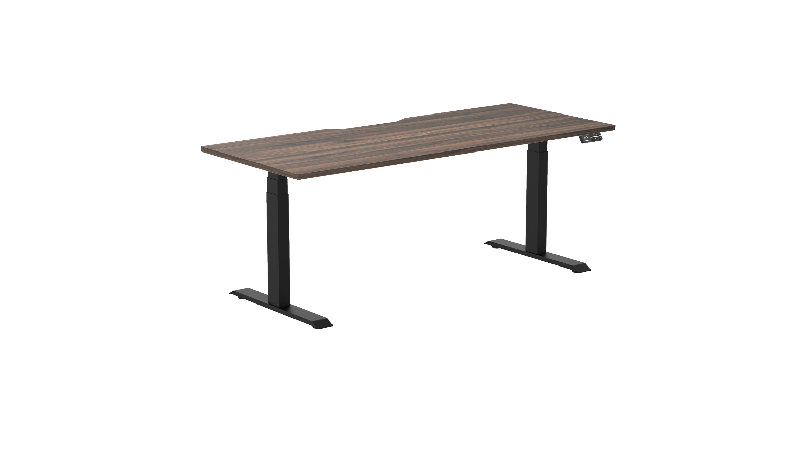 Desky 120 x 75cm Jarrah Legno Dual Scalloped Melamine Sit Stand Desk - Matte Black