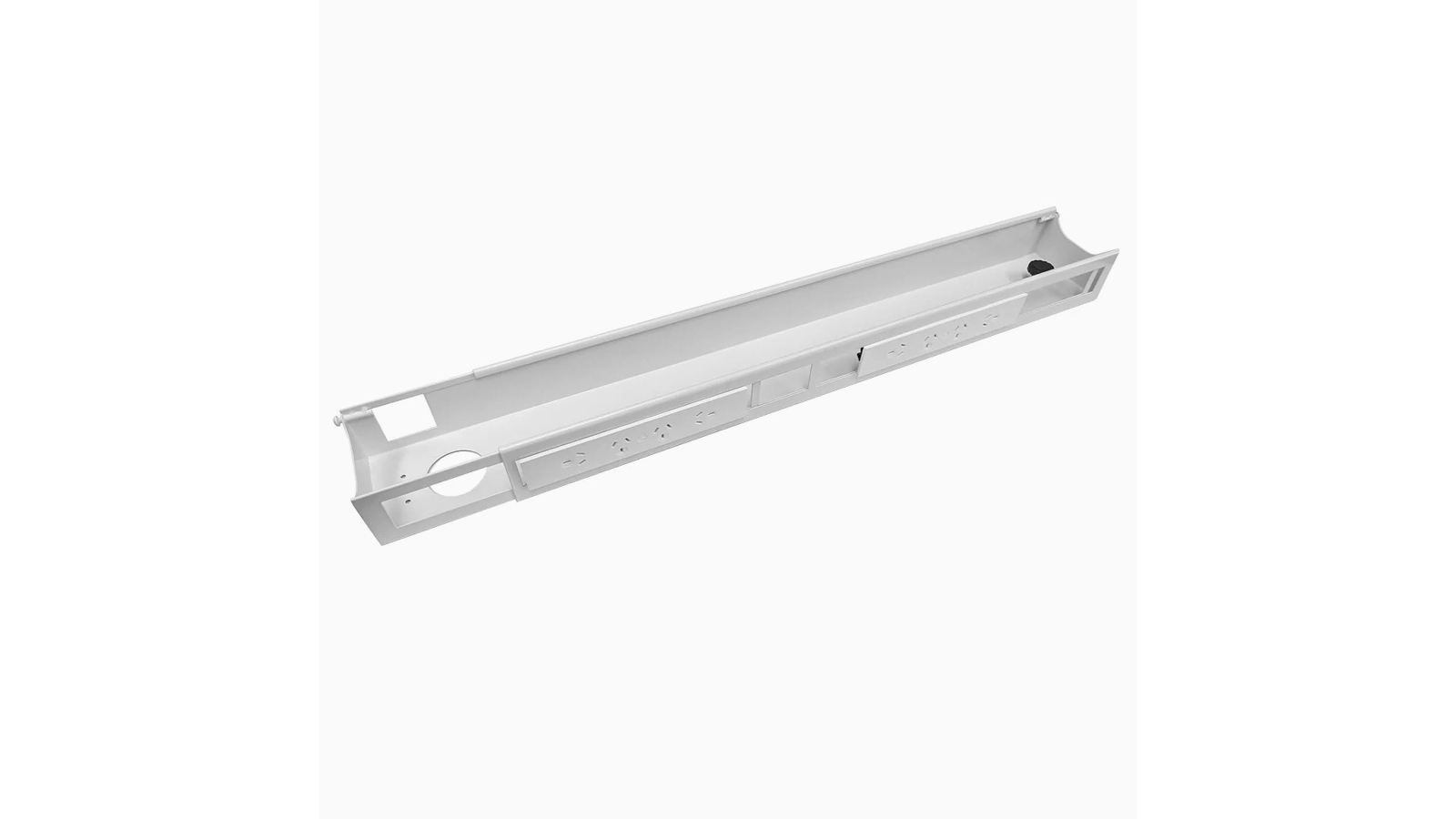 Desky 8 Plugs Integrated Cable and Power Channel - White