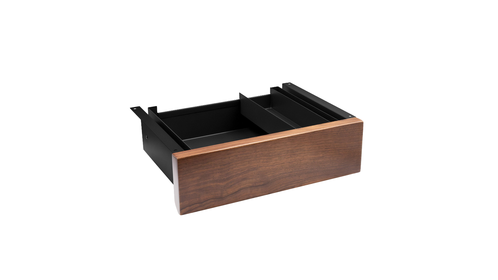 Desky Walnut Hardwood Minimal Under Desk Drawer - Black
