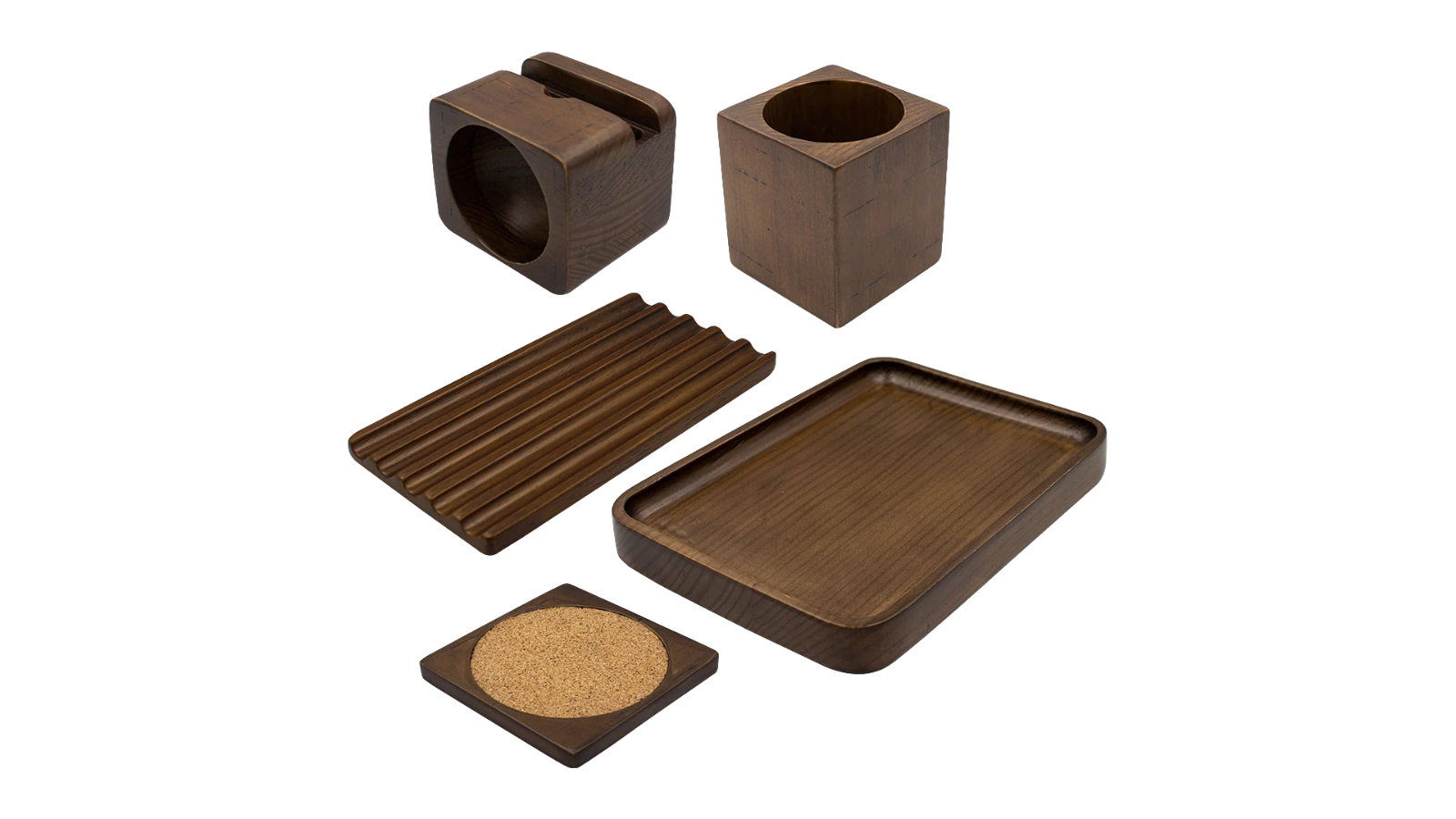 Desky Softwood American Rustic Pine Full Set Desk Accessories
