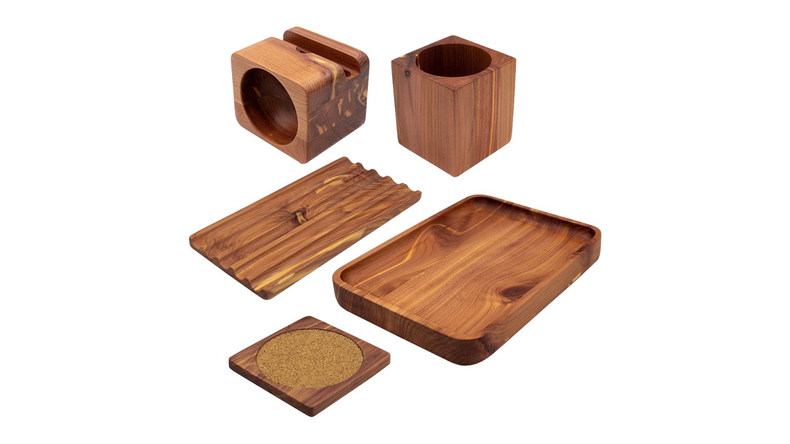 Desky Softwood Red Cedar Full Set Desk Accessories 