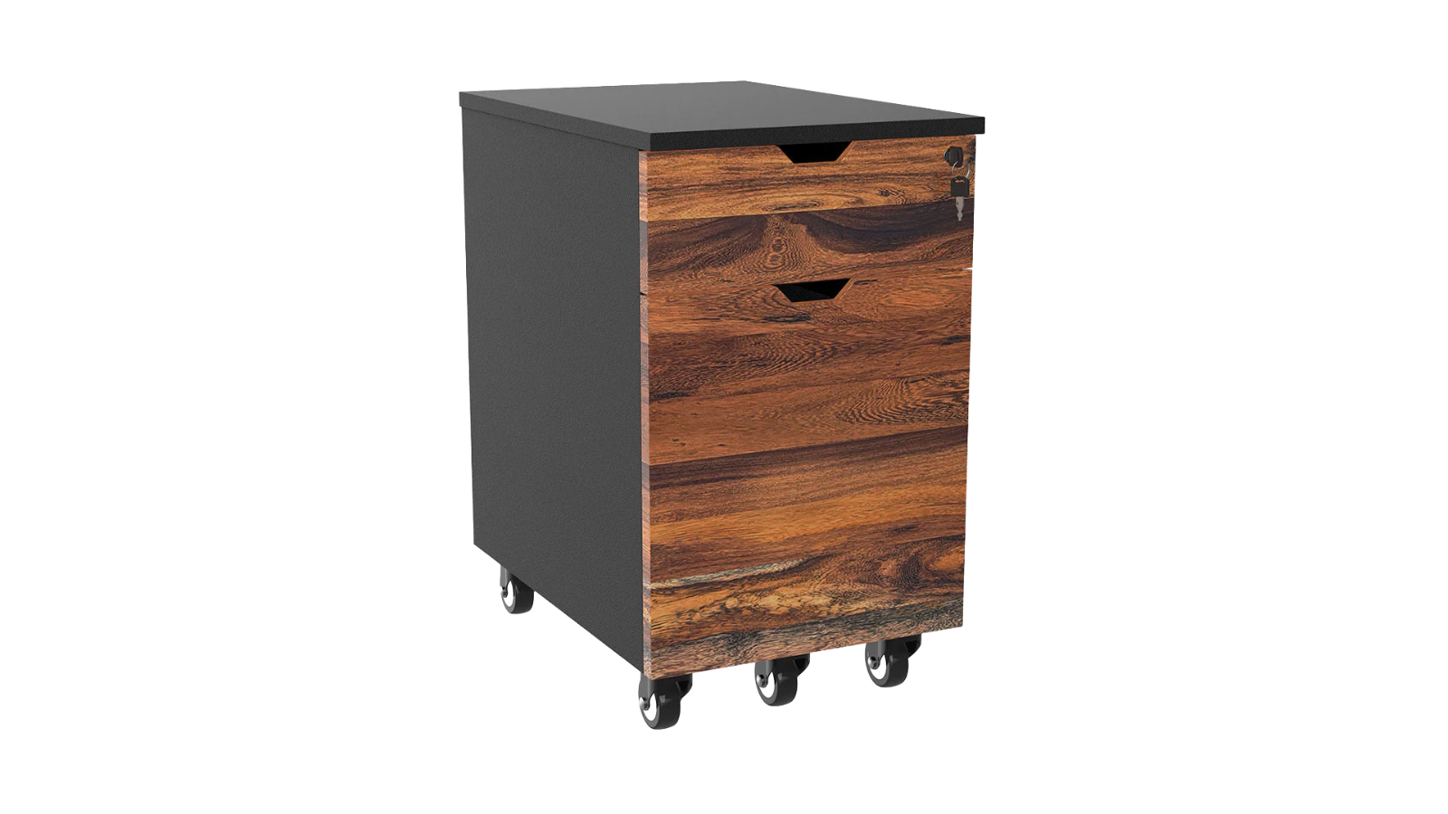 Desky Hardwood Pheasantwood Minimal Filing Cabinet - Black