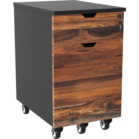 Desky Hardwood Pheasantwood Minimal Filing Cabinet - Black