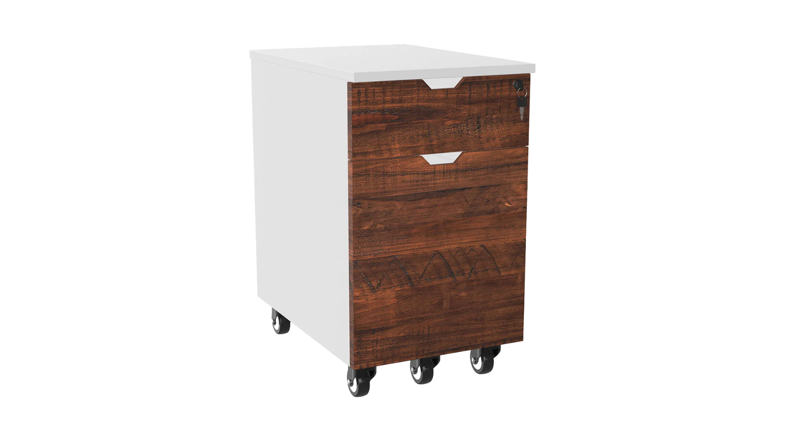 Desky White Softwood American Minimal Filing Cabinet - Rustic Pine
