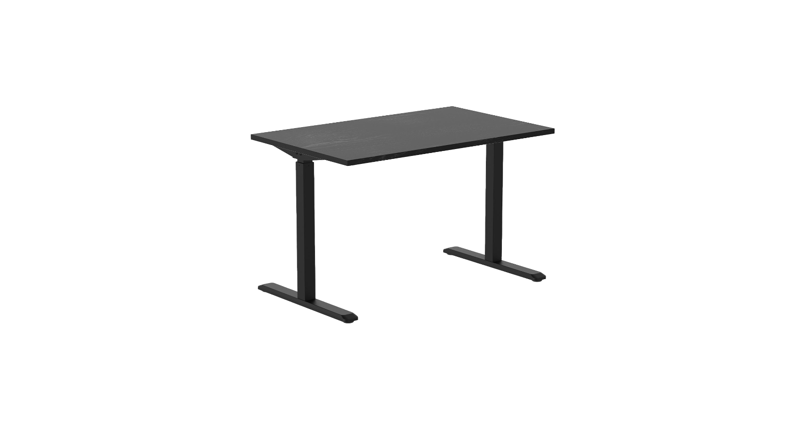 Desky 120 x 75cm Black Ash Zero Hardwood Office Desk - Matte Black