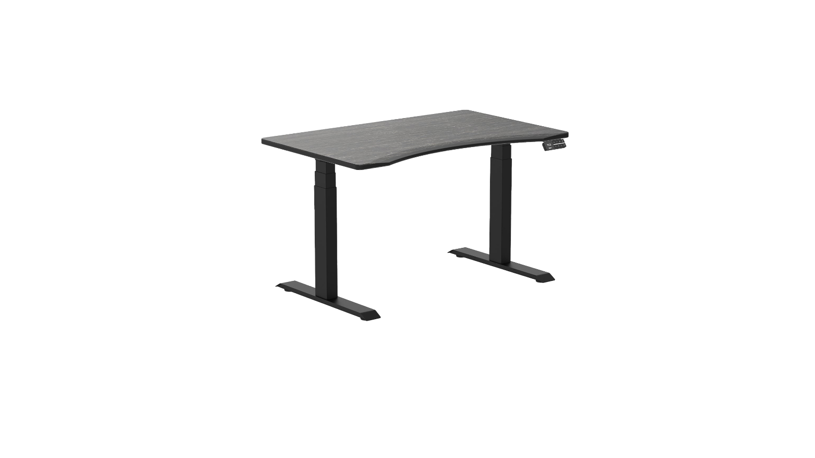 Desky 150 x 75cm Dark Bamboo Dual Ergo Edge Sit Stand Desk - Matte Black
