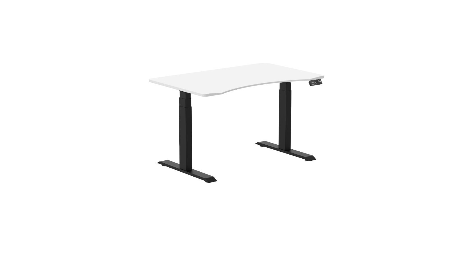 Desky 120 x 75cm White Dual Ergo Edge Sit Stand Desk - Matte Black