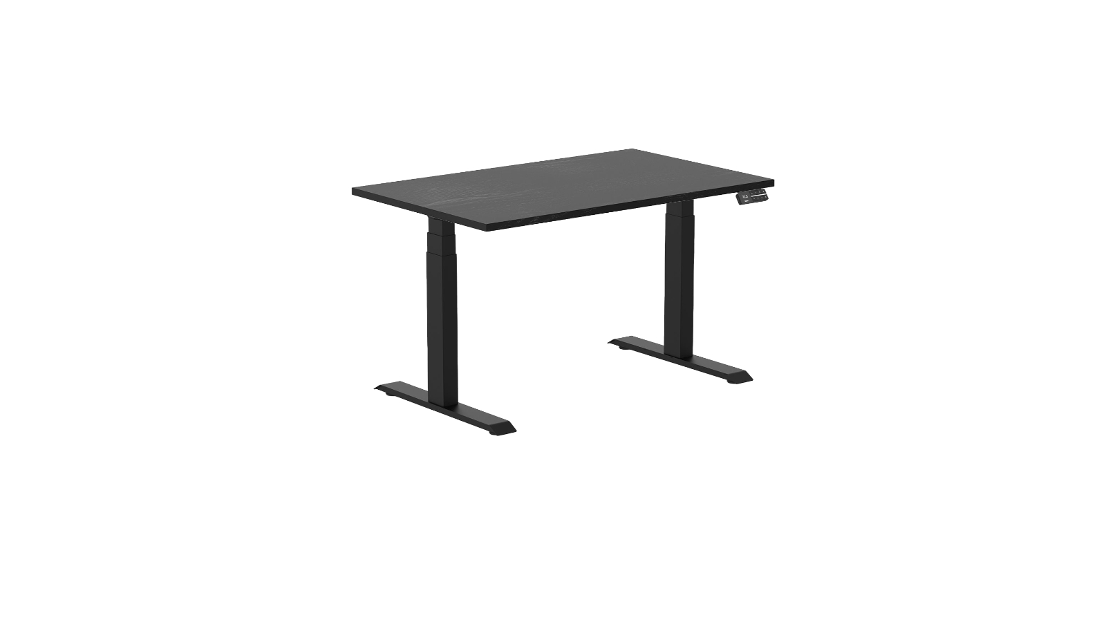 Desky 120 x 75cm Black Ash Dual Hardwood Sit Stand Desk - Matte Black