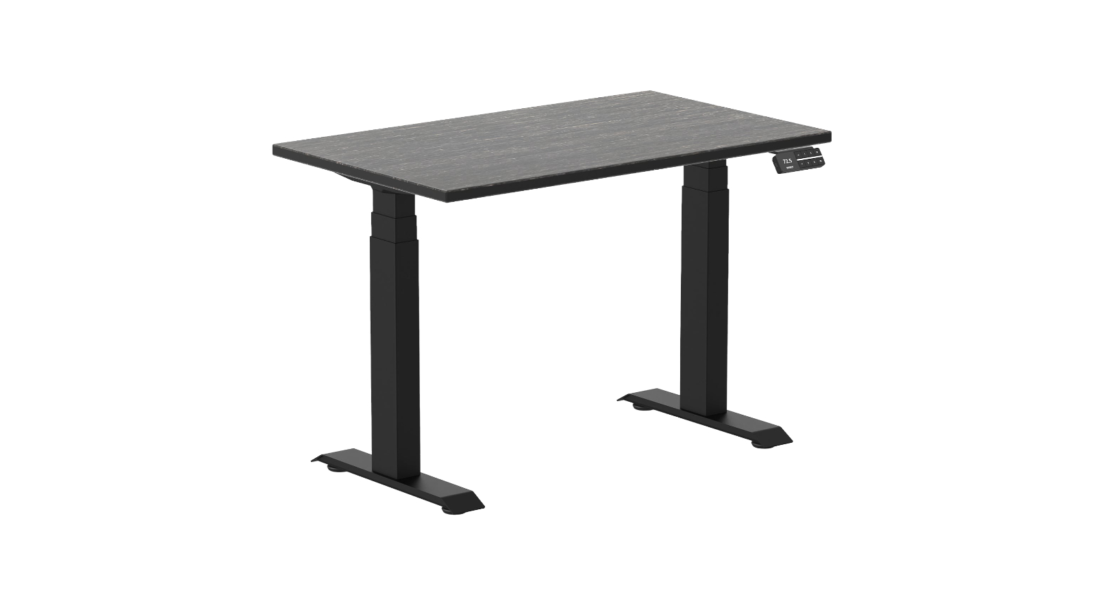 Desky 100 x 60cm Dark Bamboo Dual Mini Sit Stand Desk - Matte Black