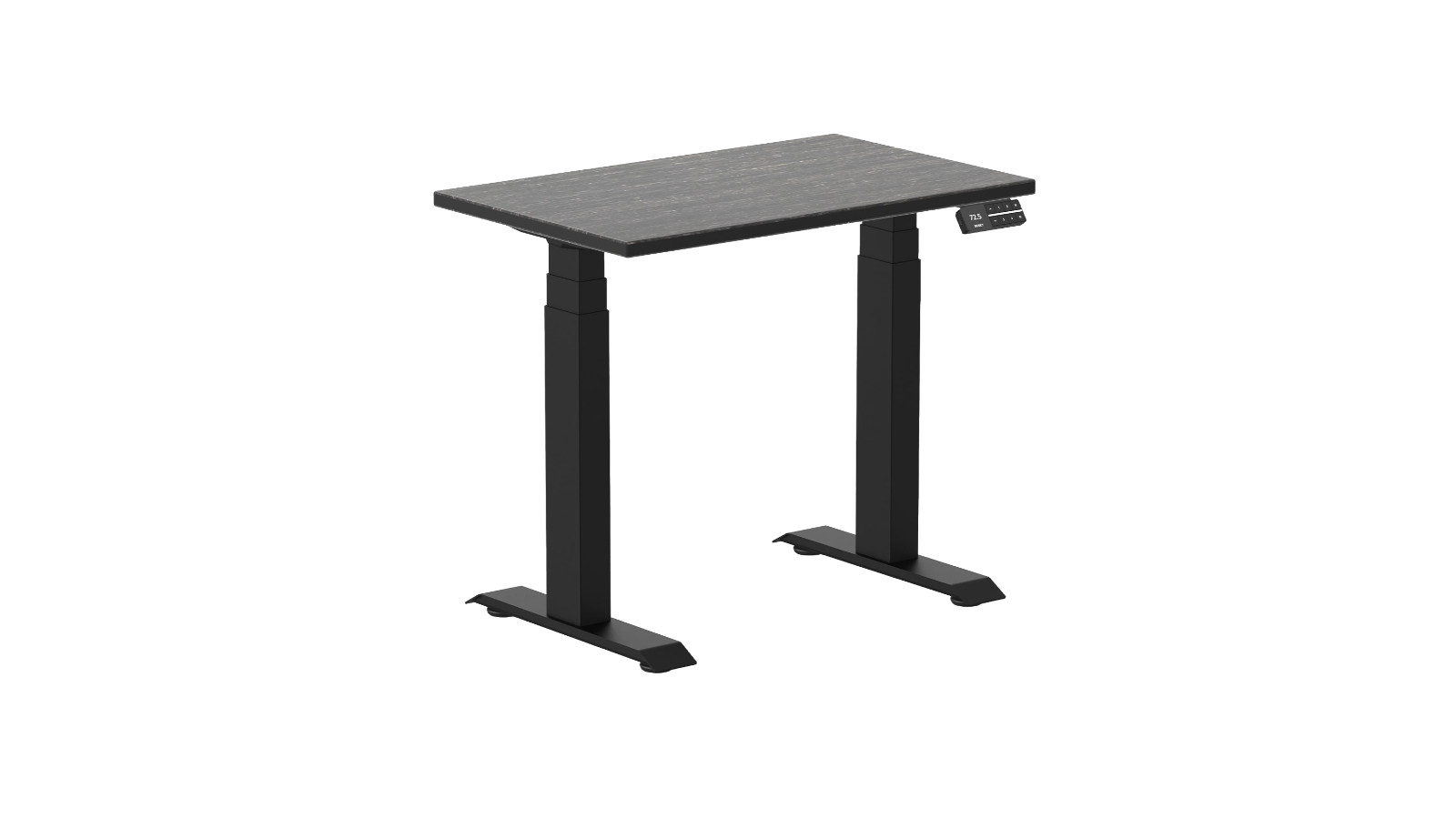 Desky 80 x 50cm Dark Bamboo Dual Mini Sit Stand Desk - Matte Black
