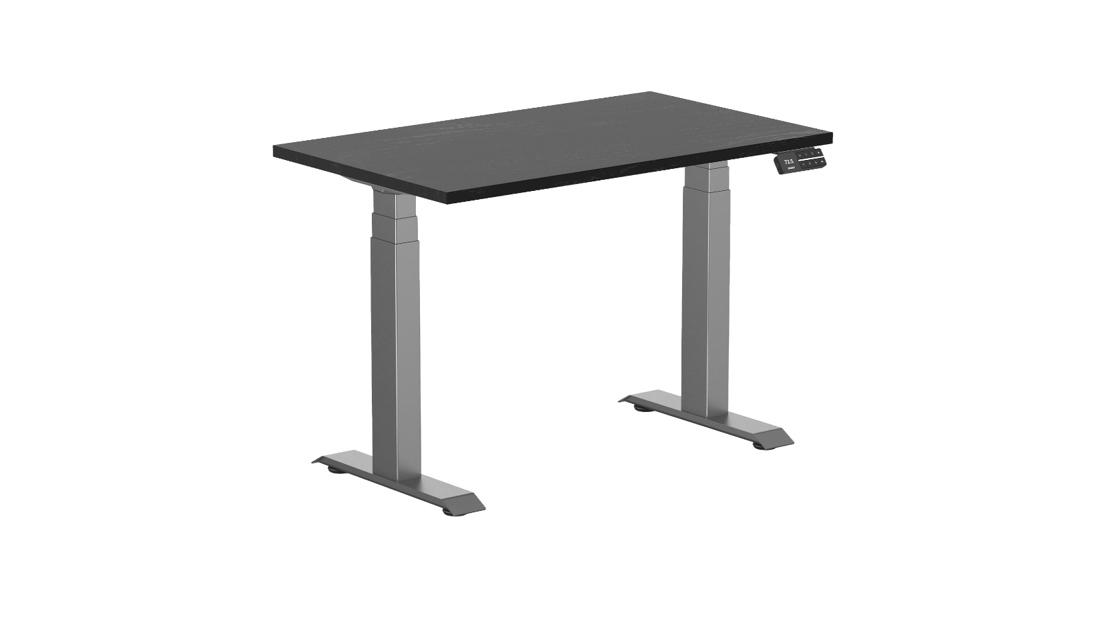Desky 110 x 60cm Black Ash Dual Mini Hardwood Sit Stand Desk - Space Grey