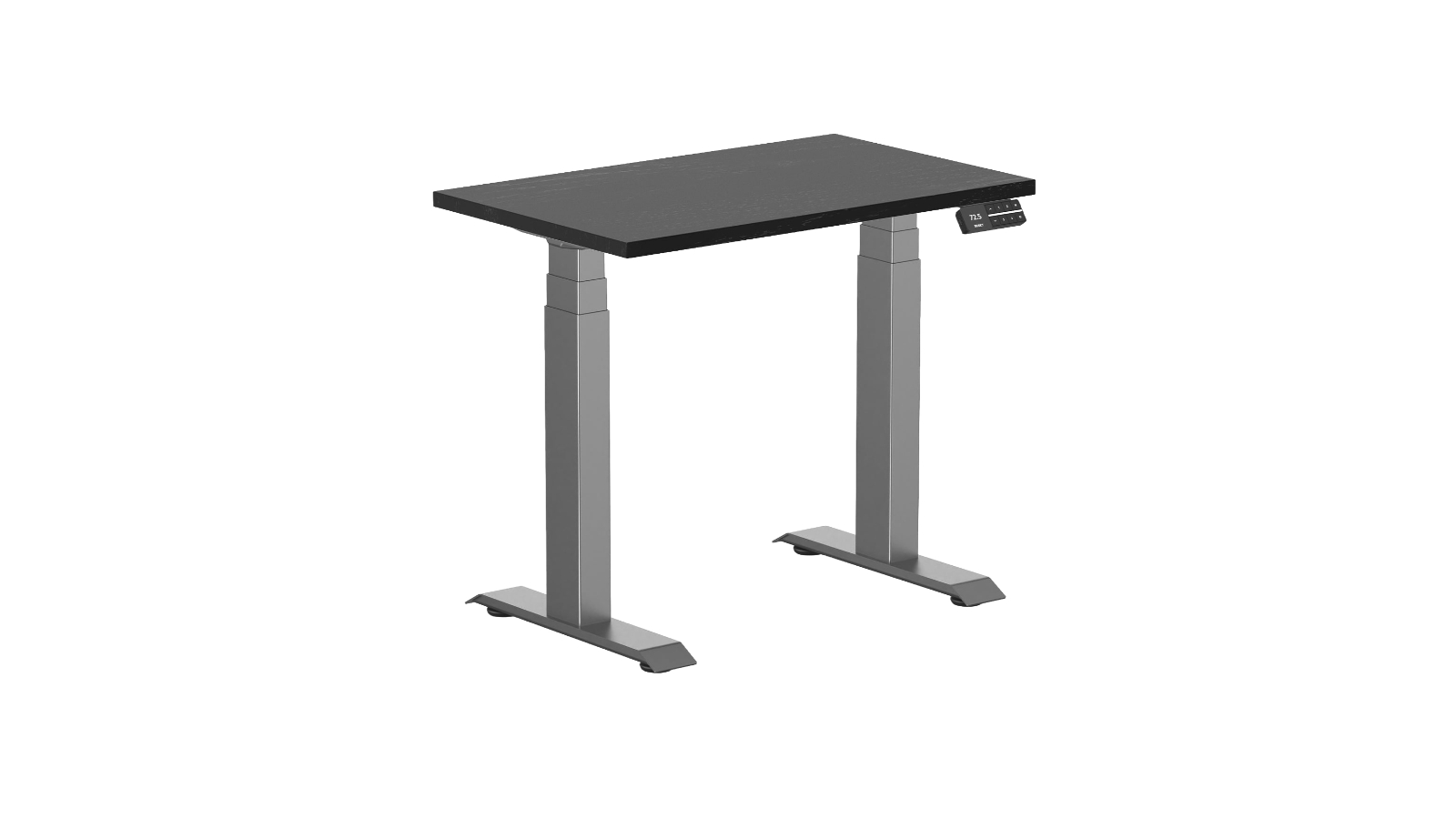 Desky 90 x 50cm Black Ash Dual Mini Hardwood Sit Stand Desk - Matte Black