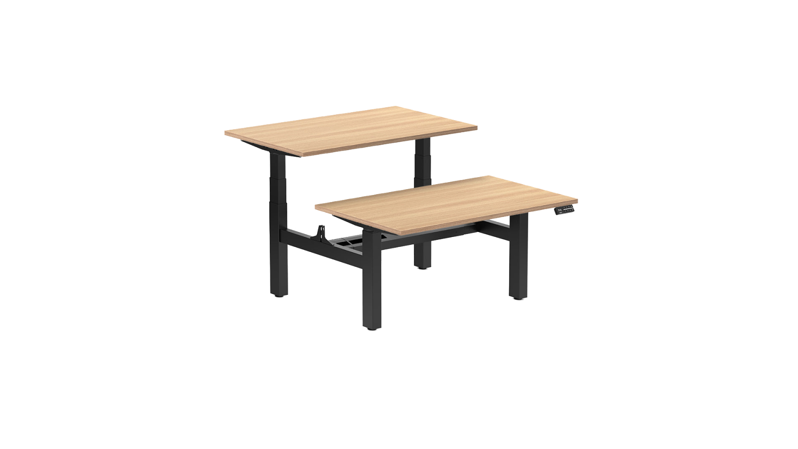 Desky 120 x 75cm Sublime Teak Back to Back Melamine Sit Stand Workstation - Matte Black