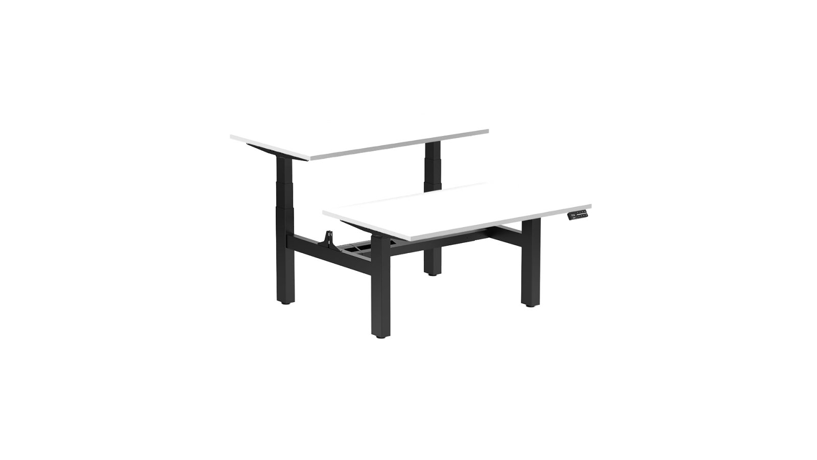 Desky 120 x 75cm White Back to Back Melamine Sit Stand Workstation - Matte Black