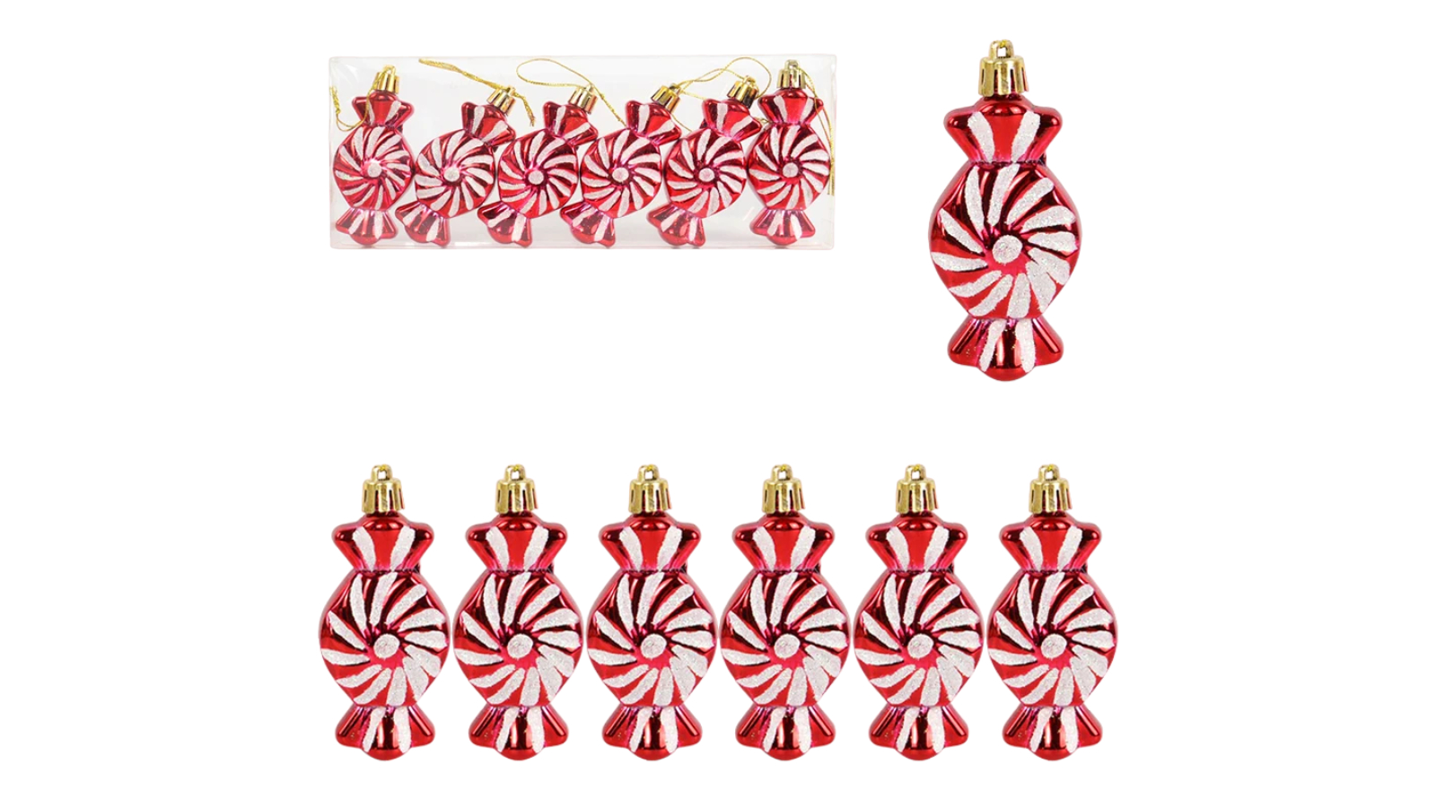 NNEOBA Sparkling 6 Piece Christmas Lollipop Candy Cane Pendant Ornament Set