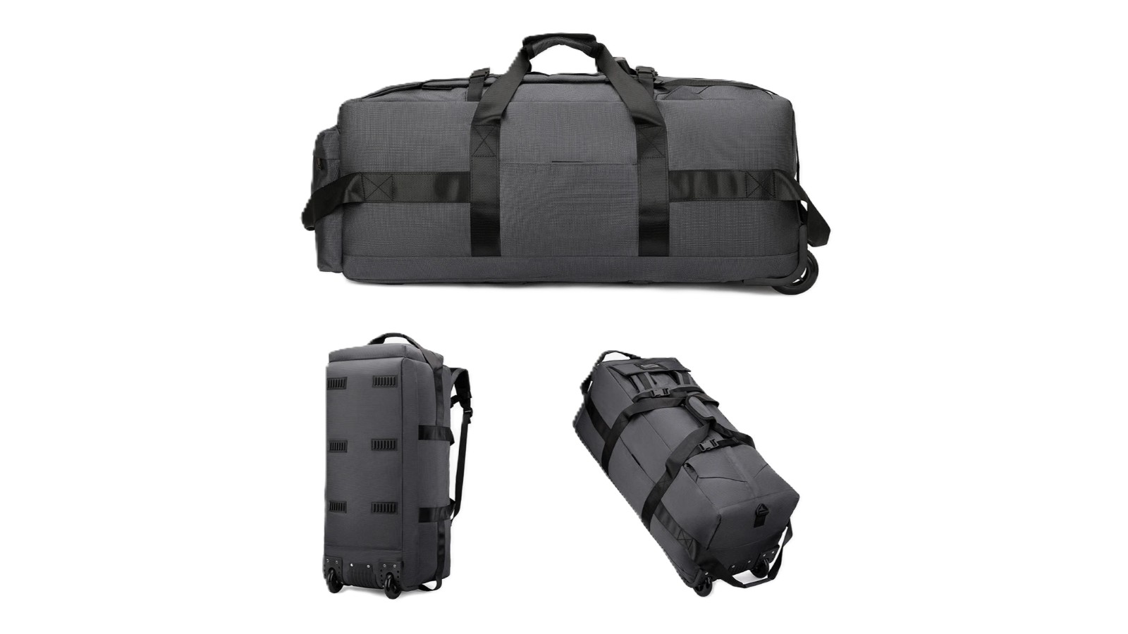NNEOBA Roller Travel Duffel Bag with Fixed Caster - Grey
