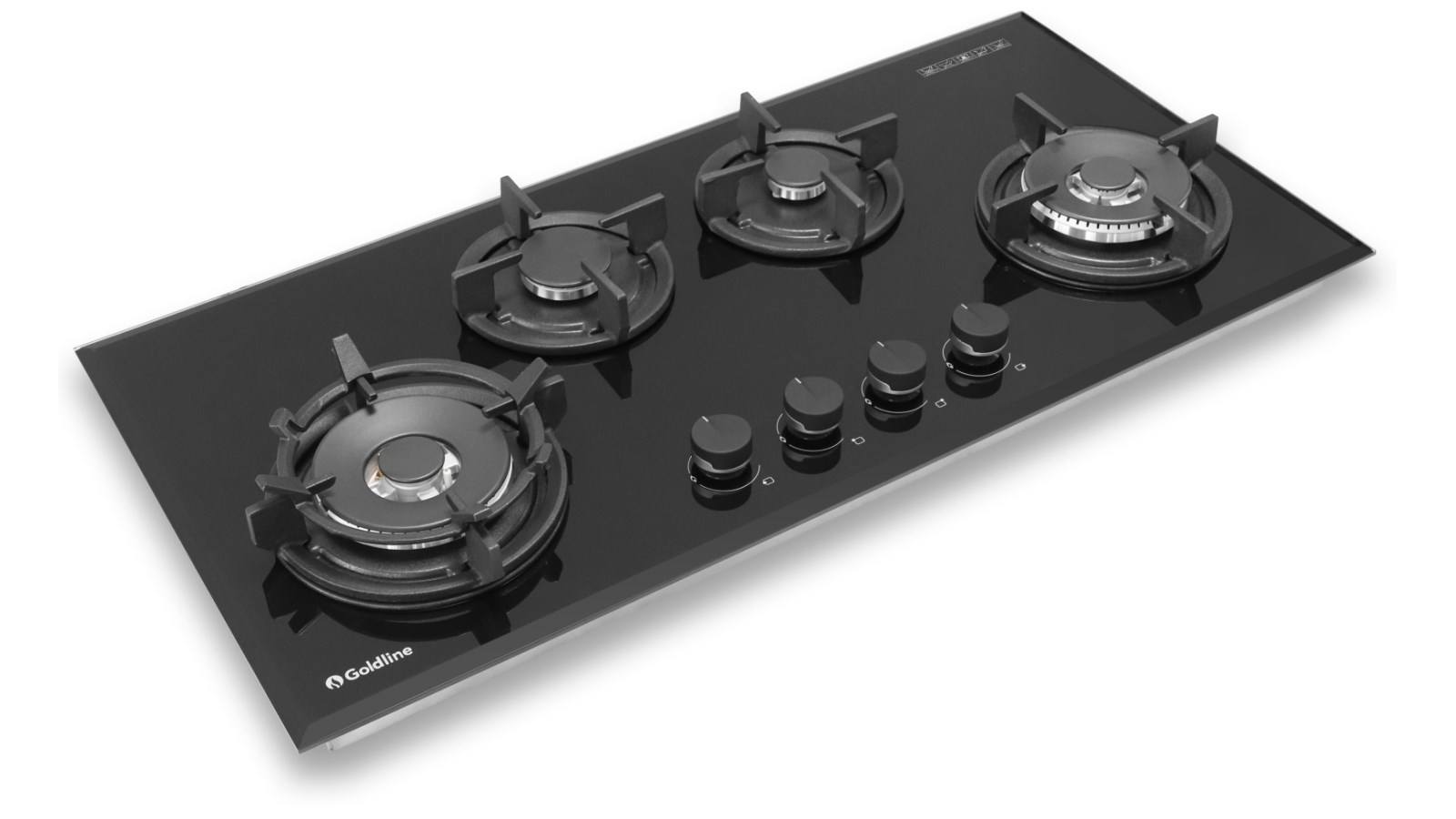 Goldline 930mm 4 Burner Black Glass Gas Cooktop Harvey Norman