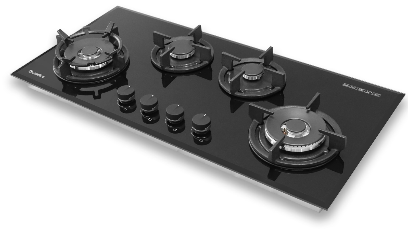 Goldline 930mm 4 Burner Black Glass Gas Cooktop Harvey Norman