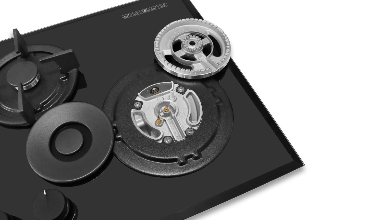 Goldline 930mm 4 Burner Black Glass Gas Cooktop Harvey Norman