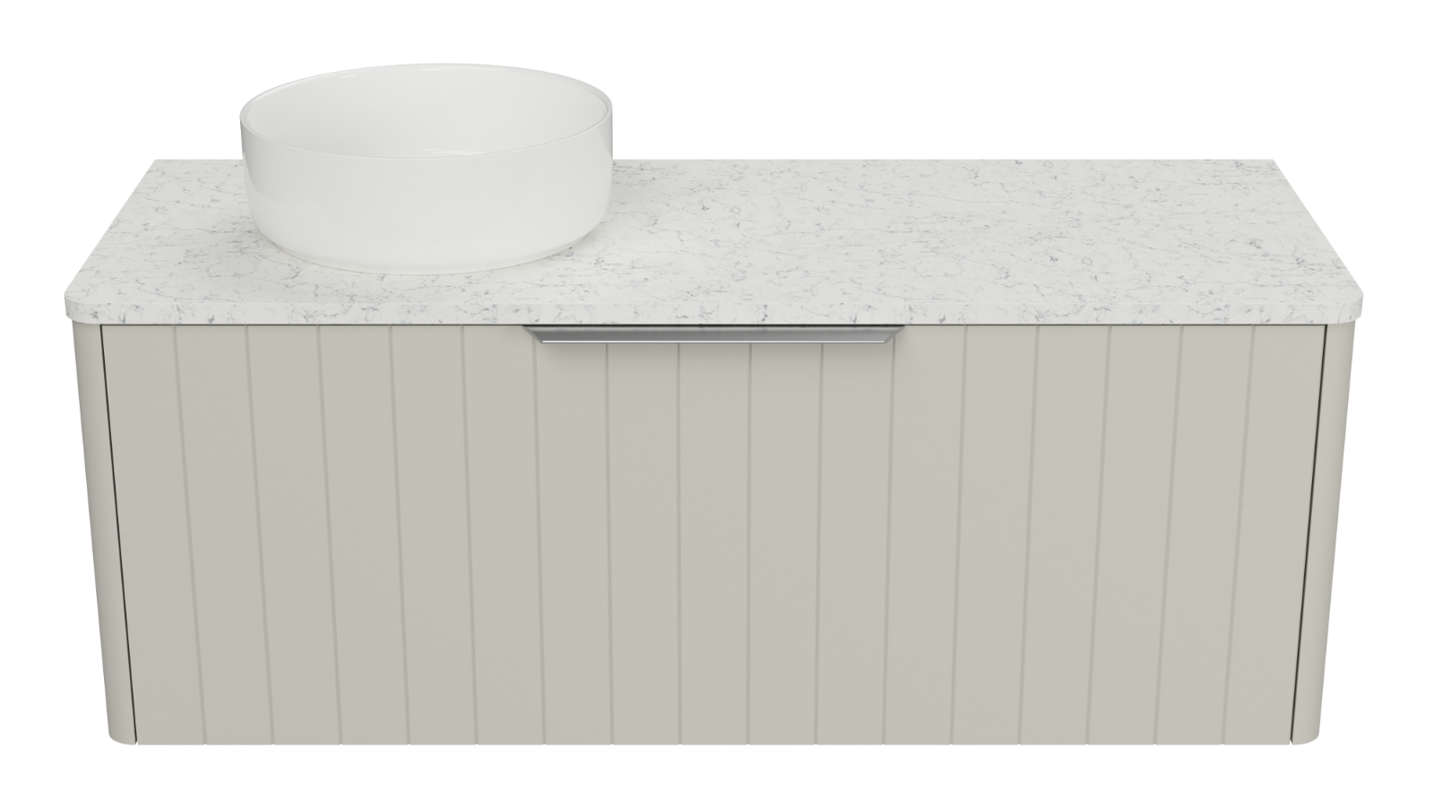 Timberline Saba 1200mm Wall Hung Vanity with SilkSurface Top and Left Above Counter Basin