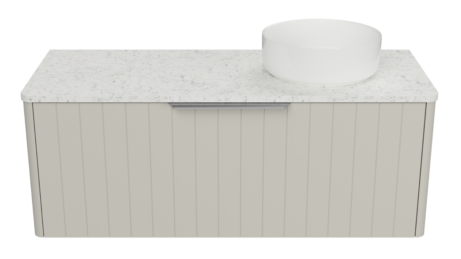 Timberline Saba 1200mm Wall Hung Vanity with SilkSurface Top and Right Above Counter Basin