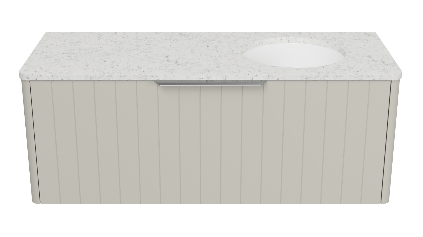 Timberline Saba 1200mm Wall Hung Vanity with SilkSurface Top and Right Undercounter Basin