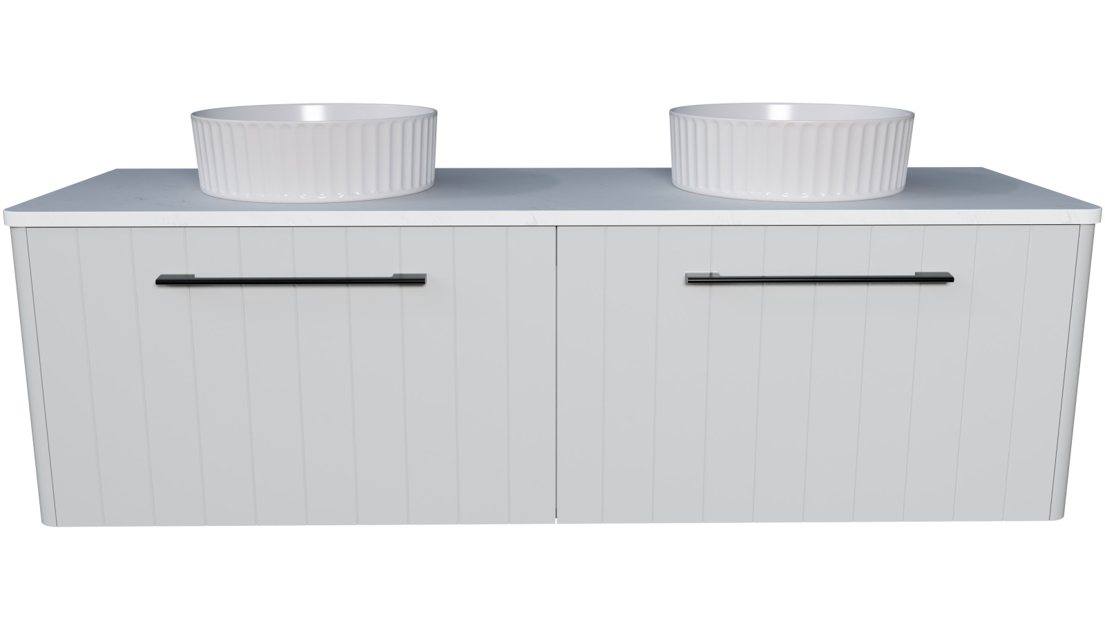 Timberline Saba 1500mm Wall Hung Vanity with SilkSurface Top and Double Above Counter Basins