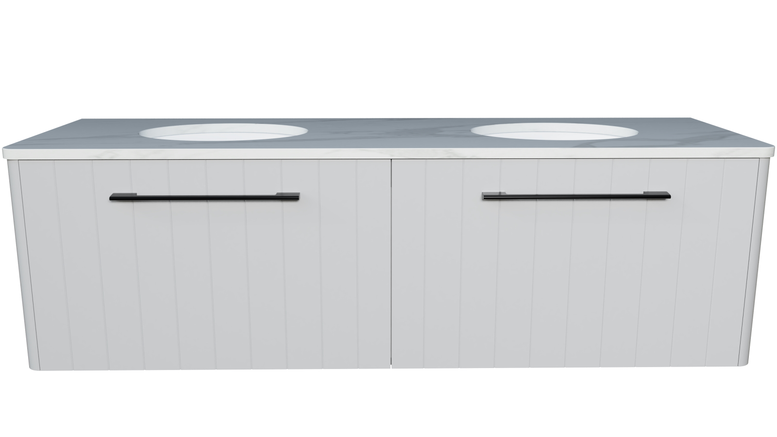 Timberline Saba 1500mm Wall Hung Vanity with SilkSurface Top and Double Undercounter Basins