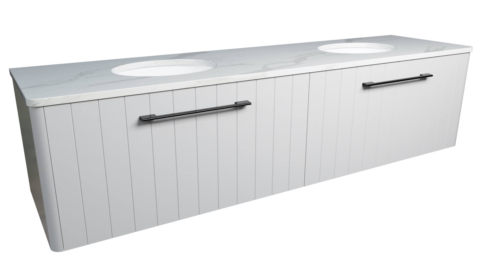 Timberline Saba 1800mm Wall Hung Vanity with SilkSurface Top and Double Undercounter Basins