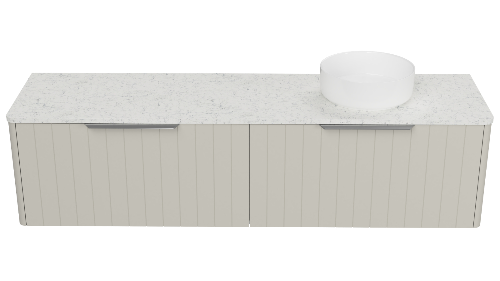 Timberline Saba 1800mm Wall Hung Vanity with SilkSurface Top and Right Above Counter Basin