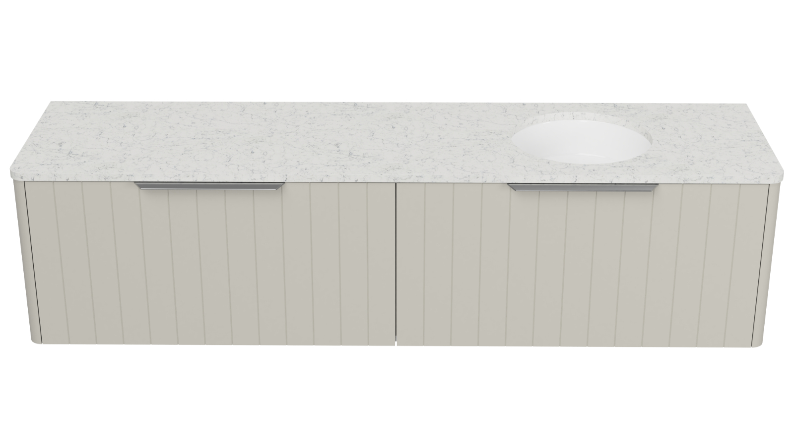 Timberline Saba 1800mm Wall Hung Vanity with SilkSurface Top and Right Undercounter Basin
