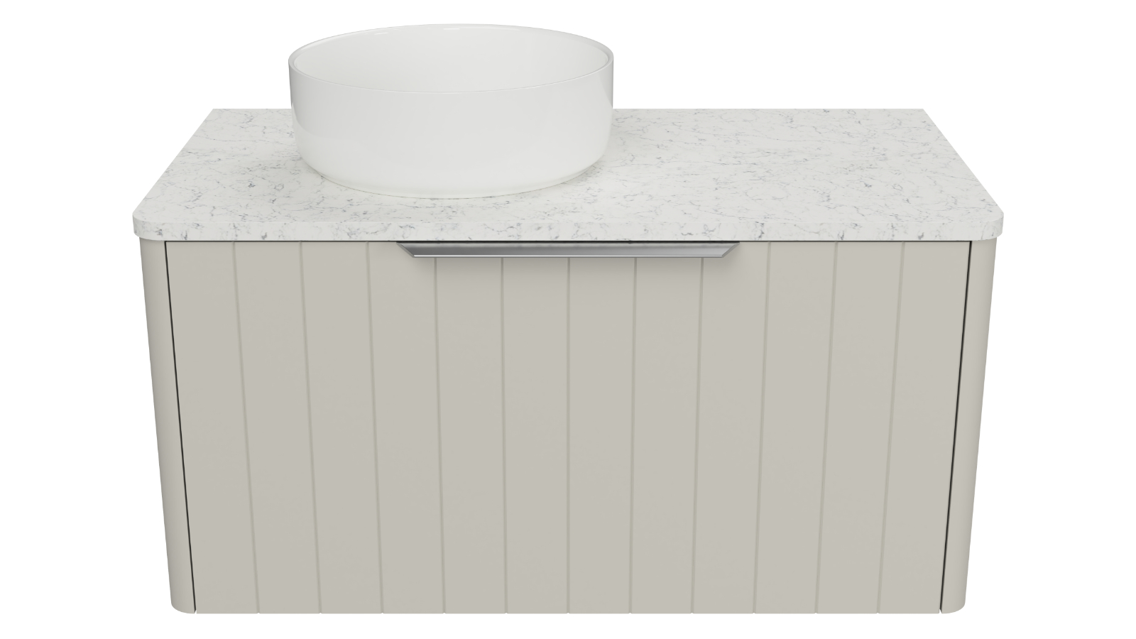 Timberline Saba 900mm Wall Hung Vanity with SilkSurface Top and Left Above Counter Basin