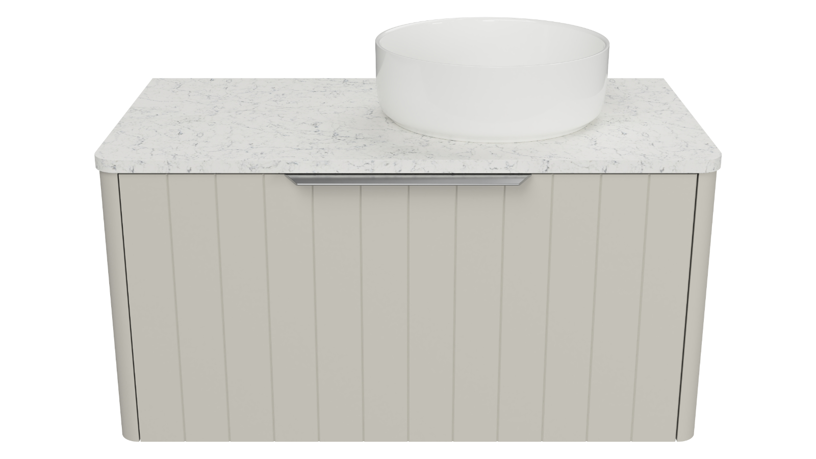 Timberline Saba 900mm Wall Hung Vanity with SilkSurface Top and Right Above Counter Basin