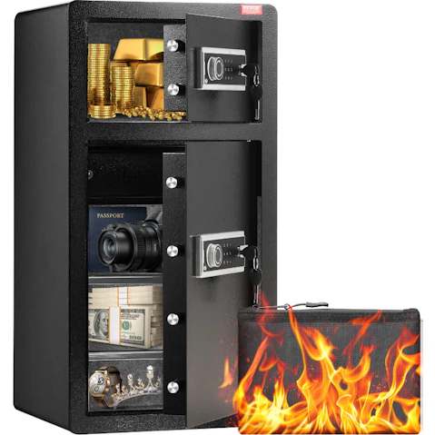 Vevor Double Door Safe Box with Key Lock - Black