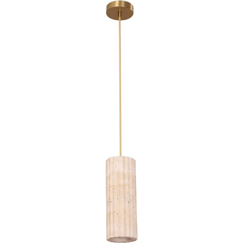 CLA Lighting Interior Pendant Light ES Oblong Beige Travertine with Brass Highlight