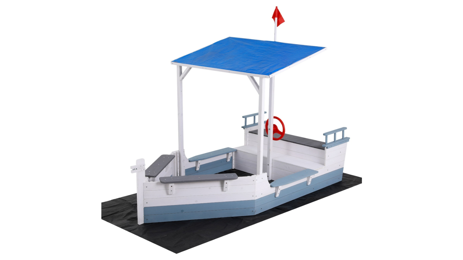 Keezi Kids Sandpit Wooden Box Boat - Blue