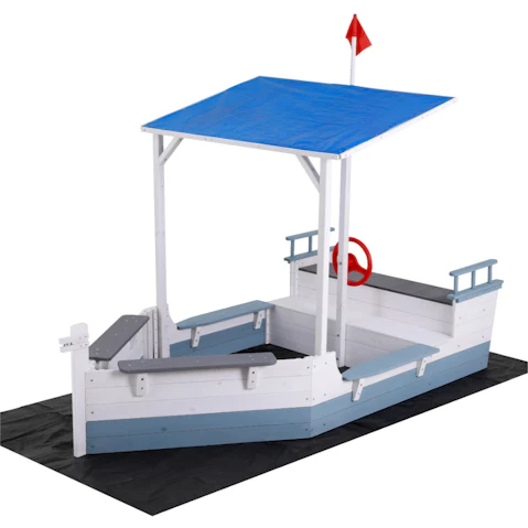 Keezi Kids Sandpit Wooden Box Boat - Blue