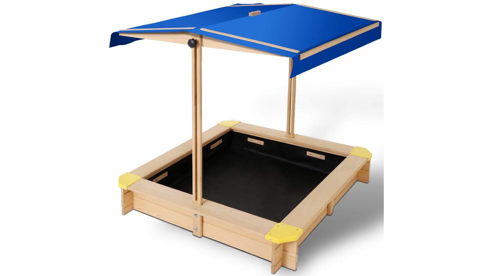 Keezi Outdoor Canopy 110cm Eco-friendly Sandpit - Natural Wood