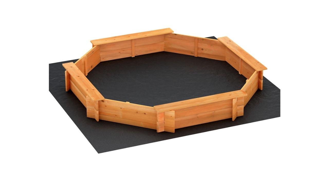 Keezi Kids Sandpit Wooden Round with Cover Bench Seat Beach Toy