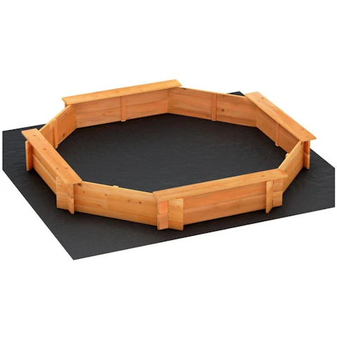 Keezi Kids Sandpit Wooden Round with Cover Bench Seat Beach Toy