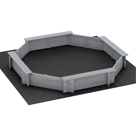 Keezi 182cm Kids Wooden Round Sandpit with Cover Bench Seat Beach Toy - Grey