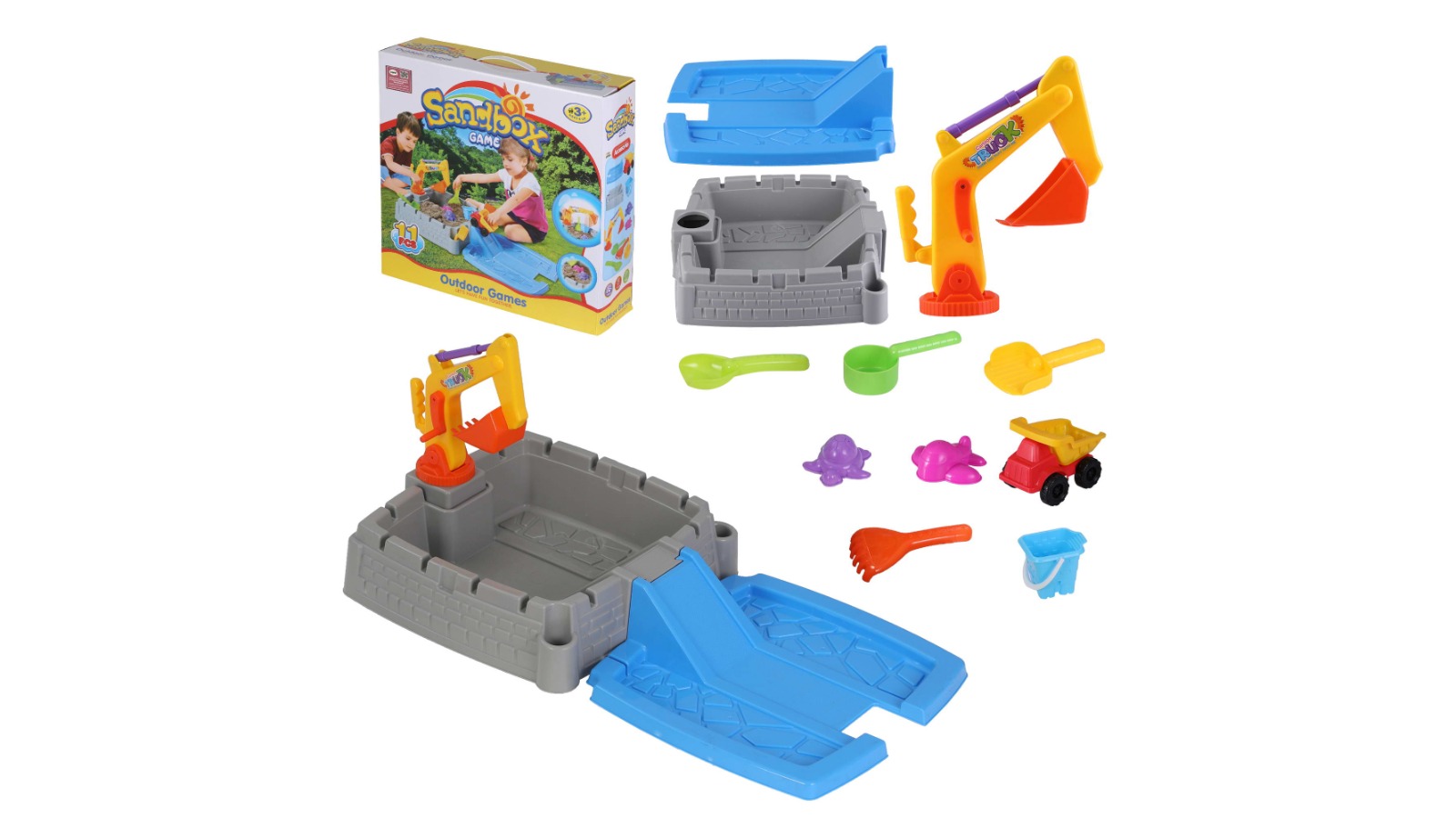 Keezi 2-in-1 Kids Water Table Working Excavator Digger Sensory Sandpit Play Toy