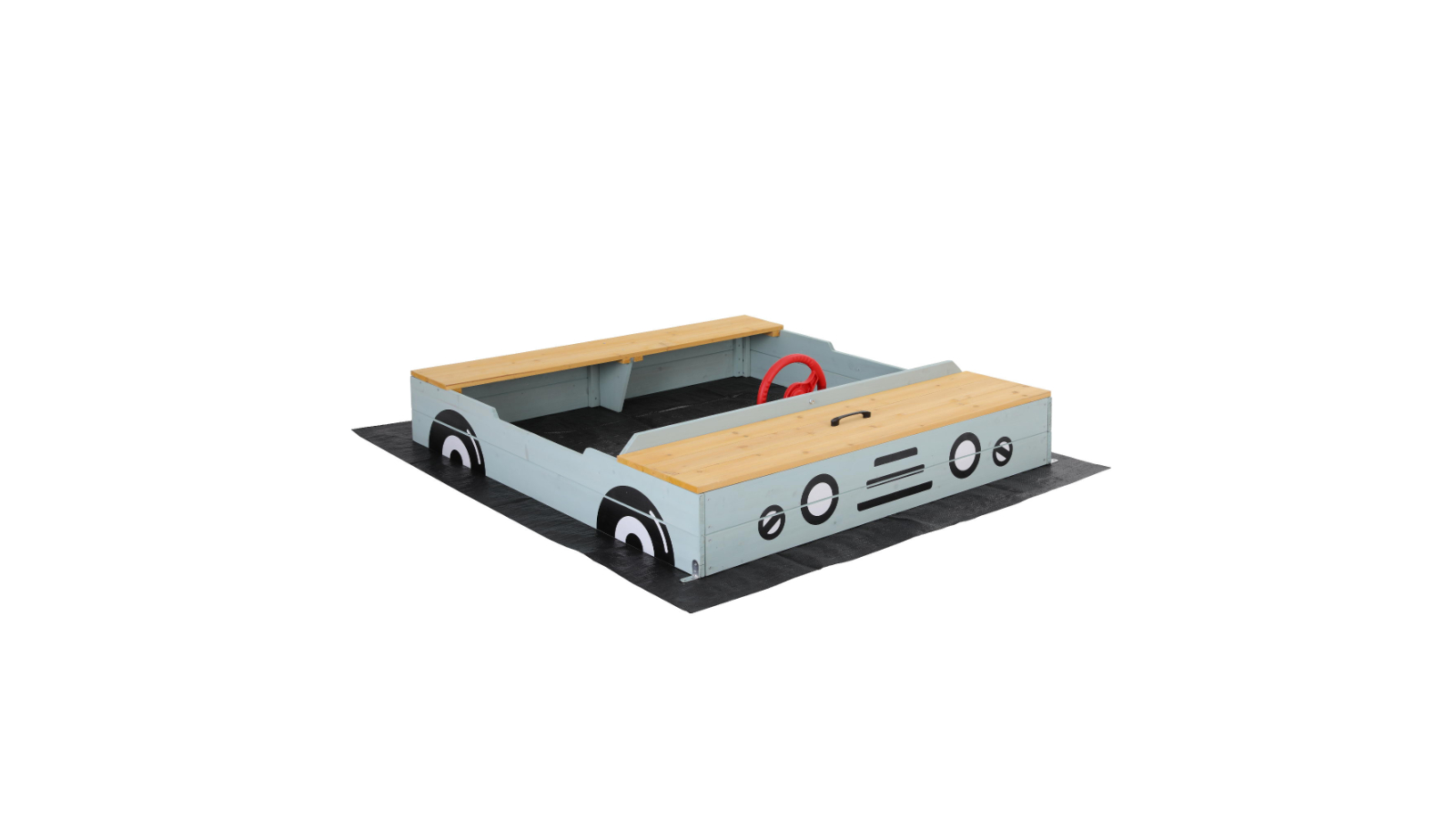 Keezi Kids Wooden Car Sandpit with Storage Ground Sheet - 120cm