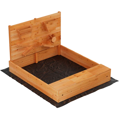Keezi Wooden Sandbox Kids Sandpit with Cover Funnel Outdoor Toy - 120cm