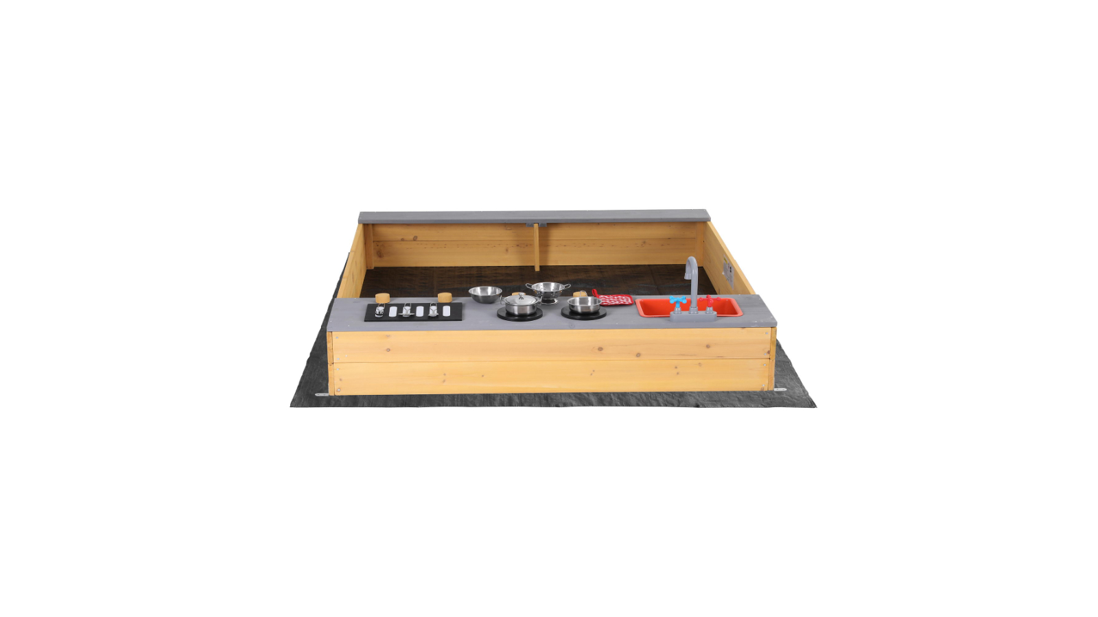 Keezi Kids Box Kitchen Sink Storage Bench Outdoor Wooden Sandpit Toy