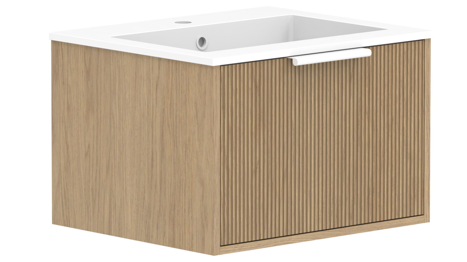 ADP Santorini Slim 600 All Drawer Wall Hung Vanity with Centre Basin Cast Marble Top Harvey Norman