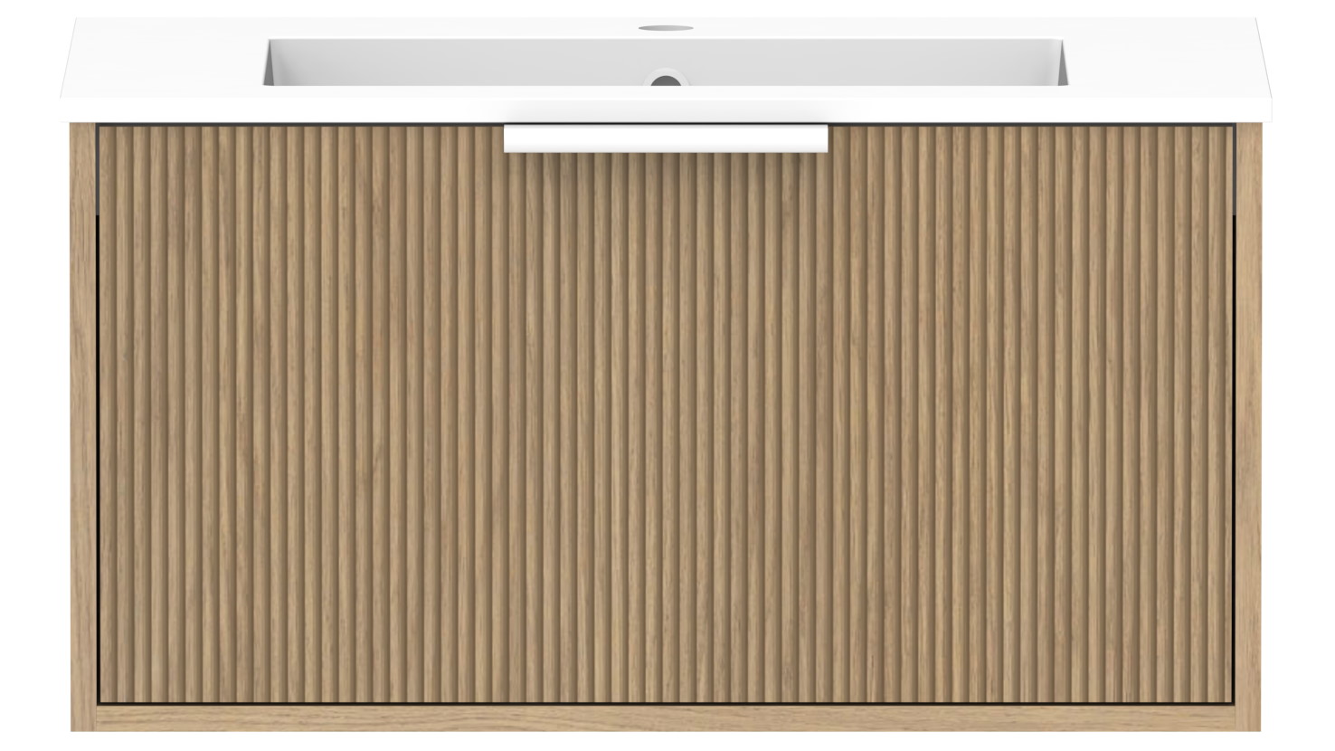 ADP Santorini Slim 750 All Drawer Wall Hung Vanity with Centre Basin Cast Marble Top Harvey Norman