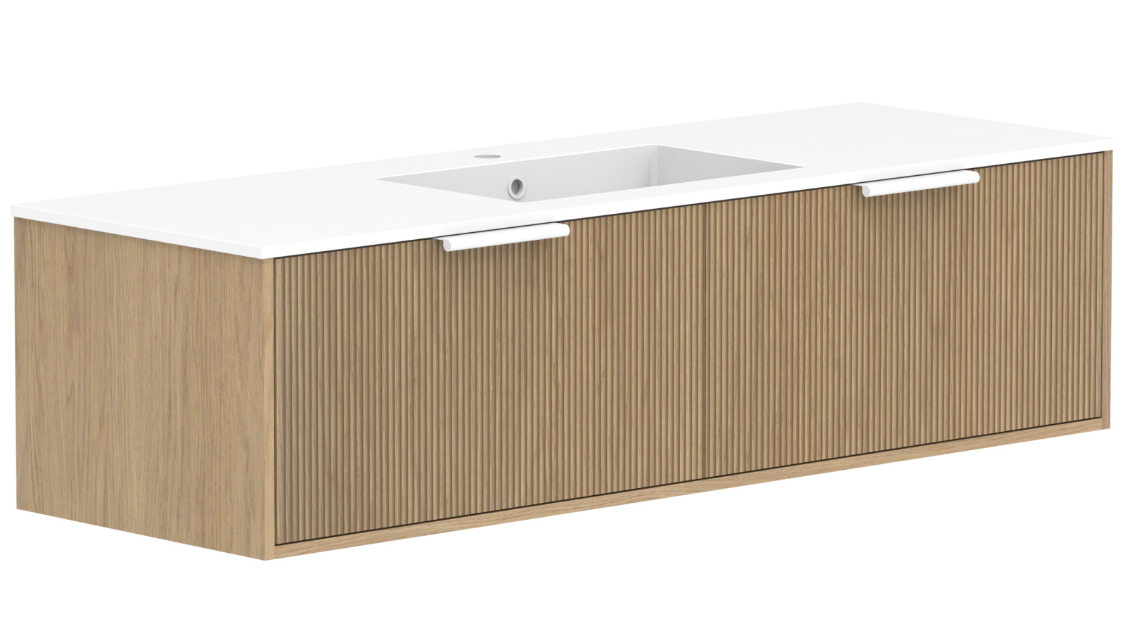 ADP Santorini Slim 1500 All Drawer Wall Hung Vanity with Centre Basin Cast Marble Top Harvey